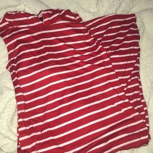 Red & White Sleeveless Dress w/ Hood